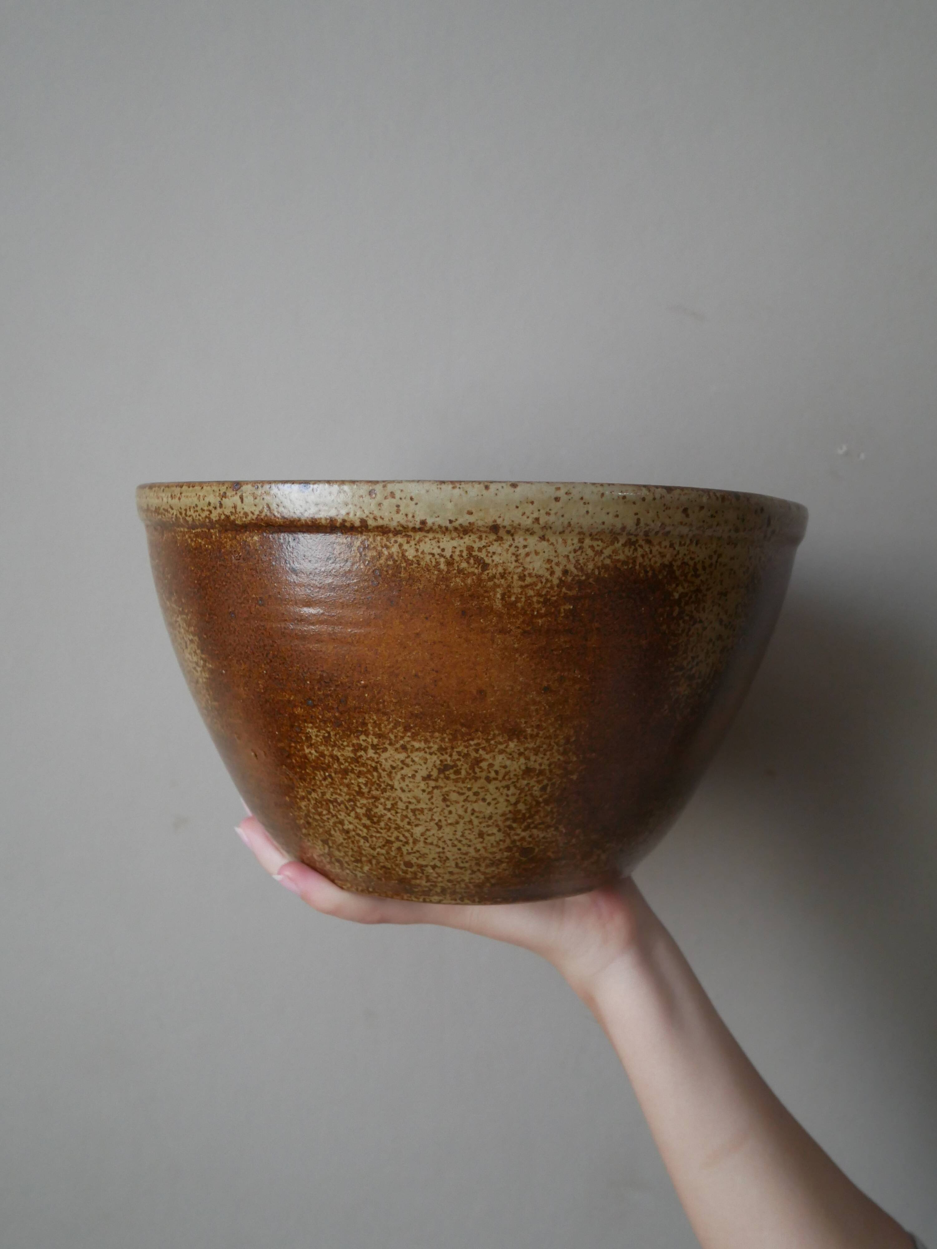 Vintage stoneware salad bowl ceramic pottery handmade craft production