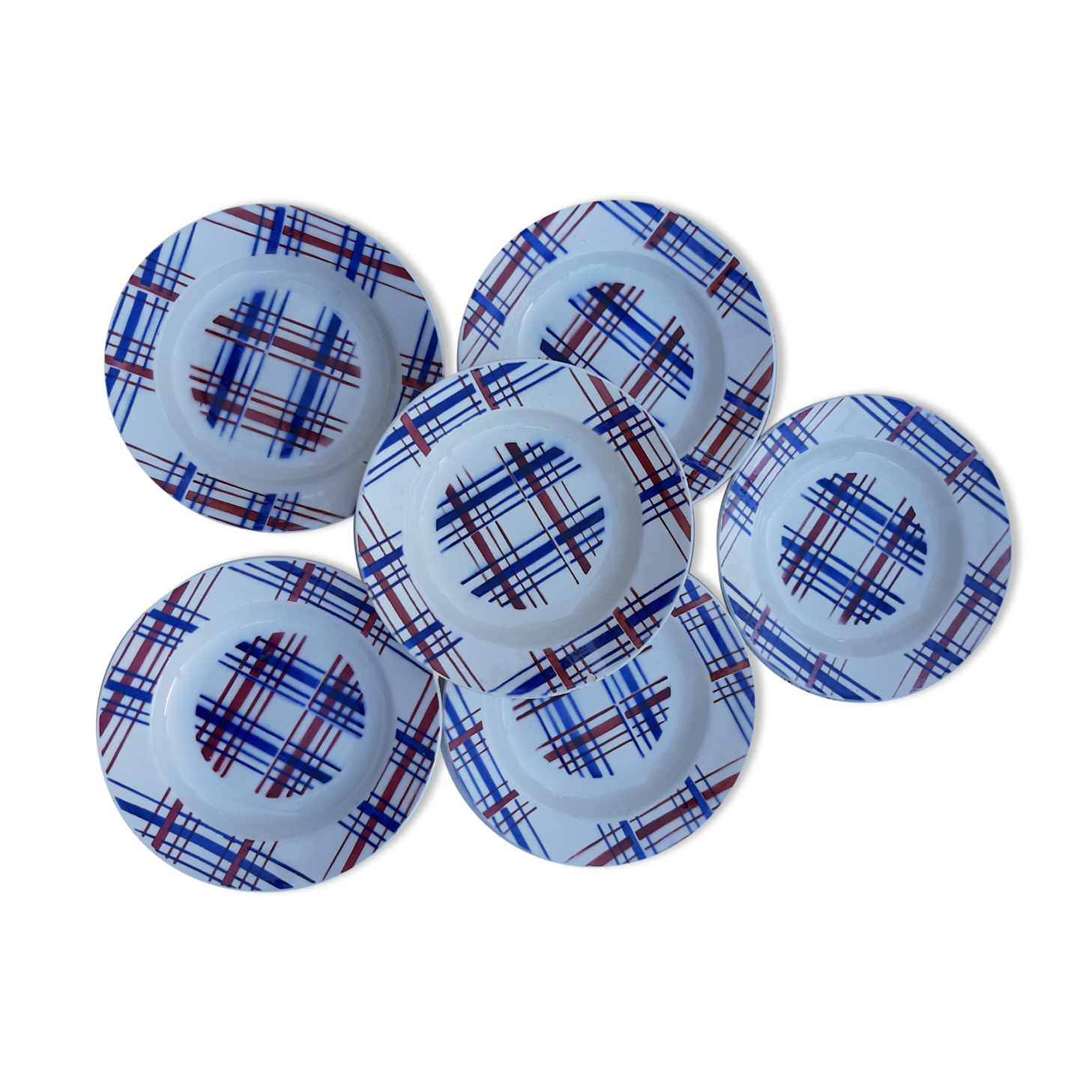 6 vintage grid plates St Amand