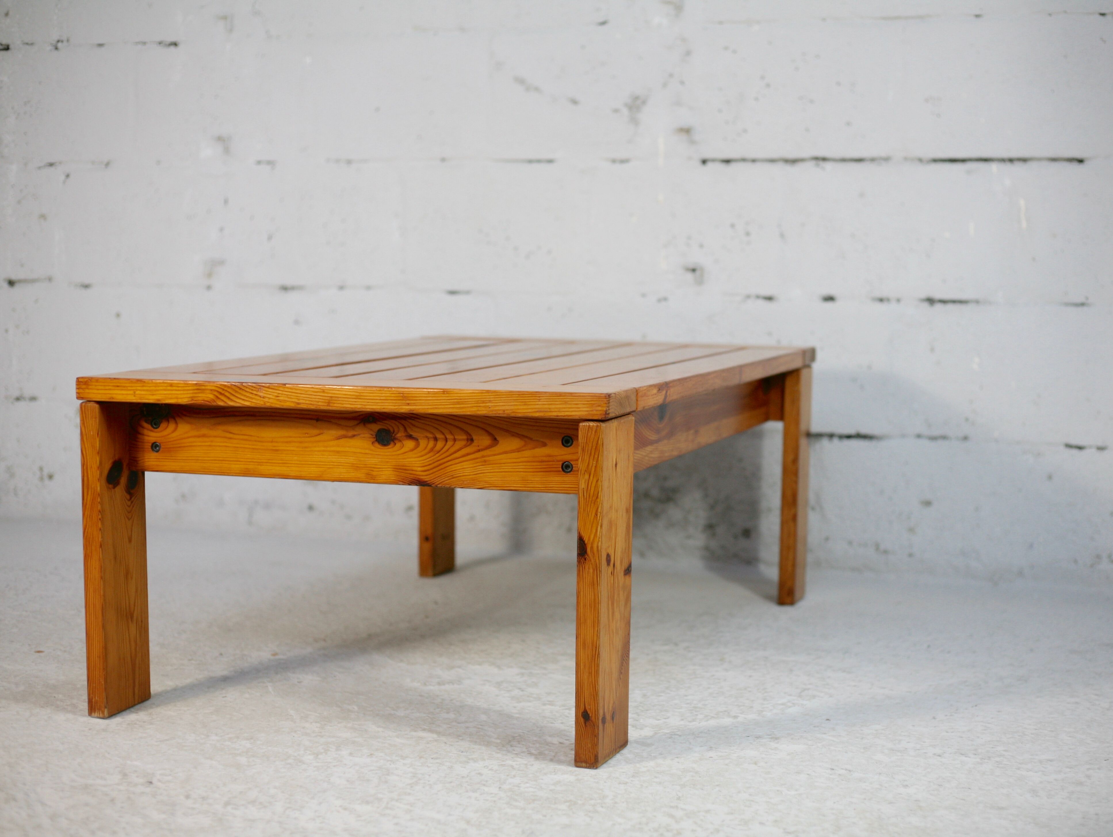Pine coffee table. France, circa 1970