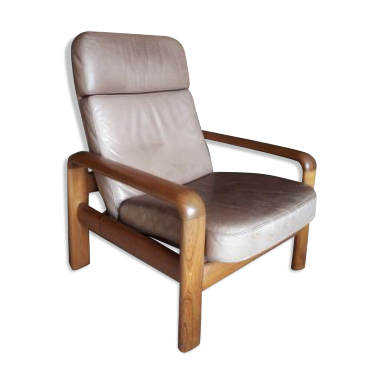 Chair Danish vintage leather and teak by Dyrlund