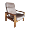 Chair Danish vintage leather and teak by Dyrlund