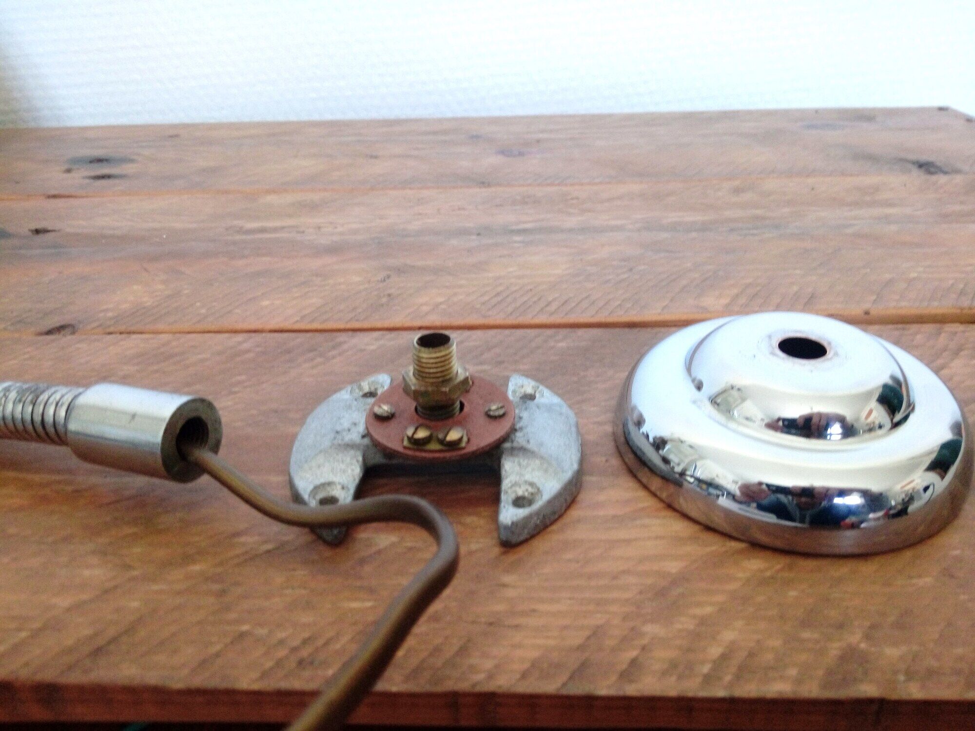 Old Elau workshop lamp / wall lamp (Joseph Laurent) in chromed metal, 1950s