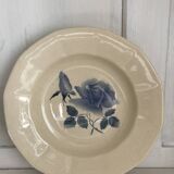 Set of 20 Digoin soup plates, blue rose patterns