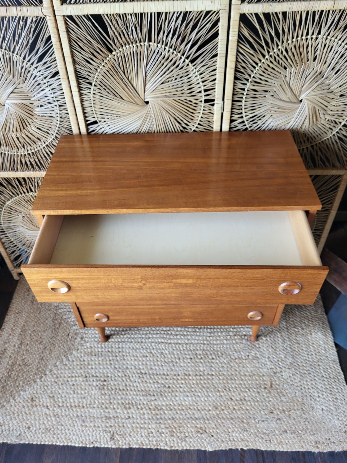 Vintage plated teak chest of drawers