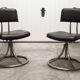 Pair of French Army telegraph operator's swivel chairs, new leather