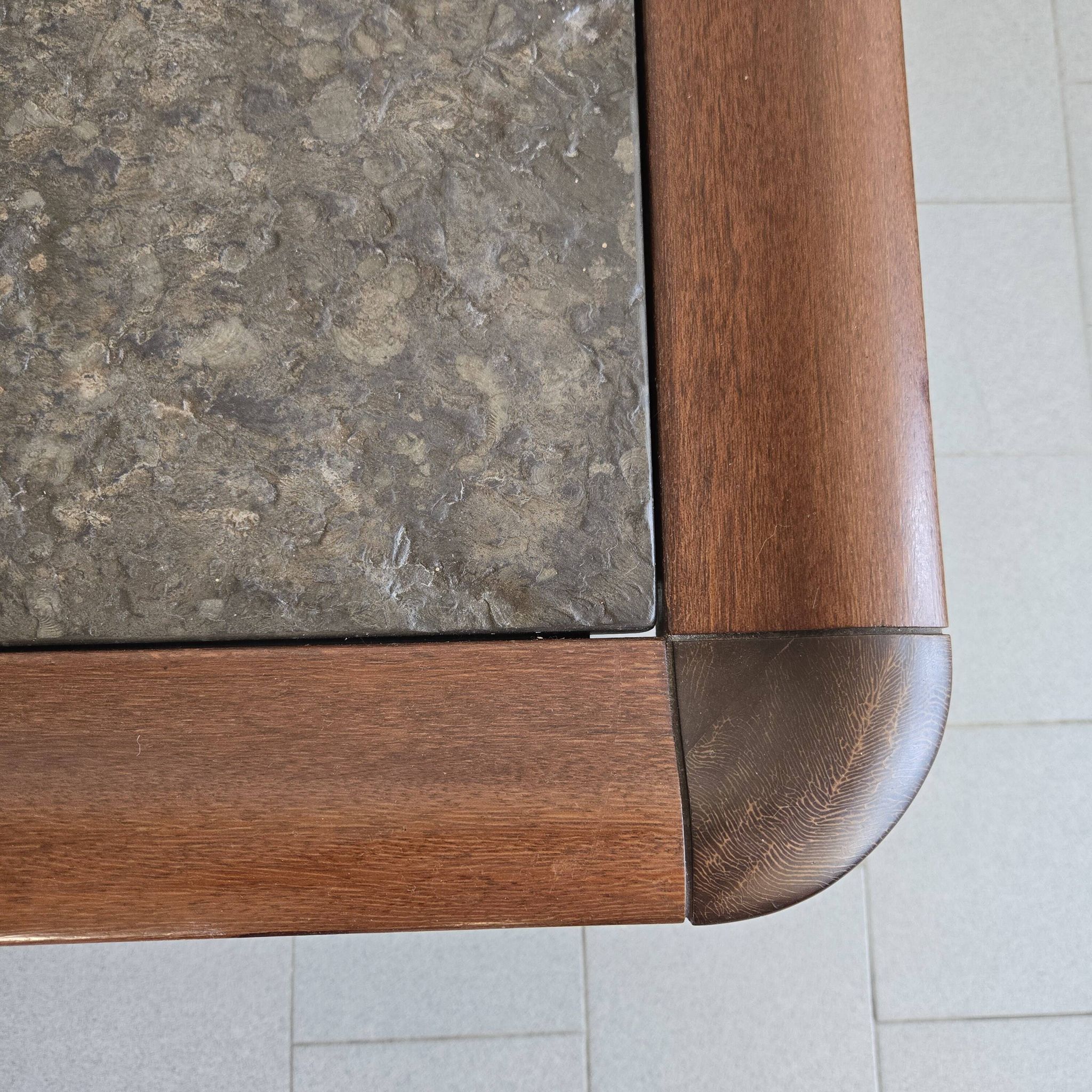 1960s Scandinavian coffee table in teak and schist