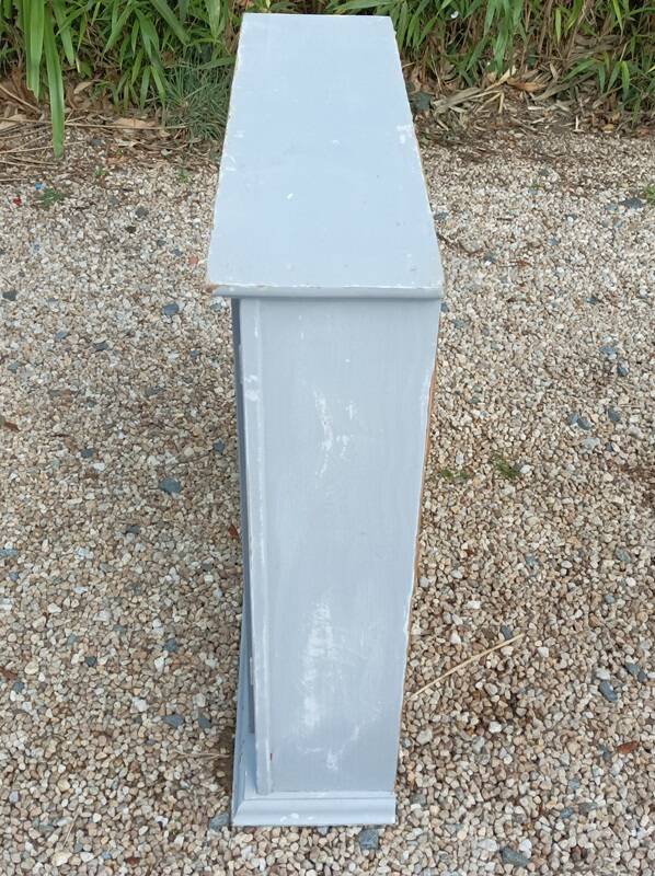 Solid gray wood cabinet with mirror door