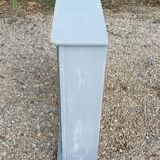 Solid gray wood cabinet with mirror door