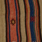 5x8 Wool Kilim Rug, Handwoven Blue & Red Wool Kilim Rug, 143x230Cm