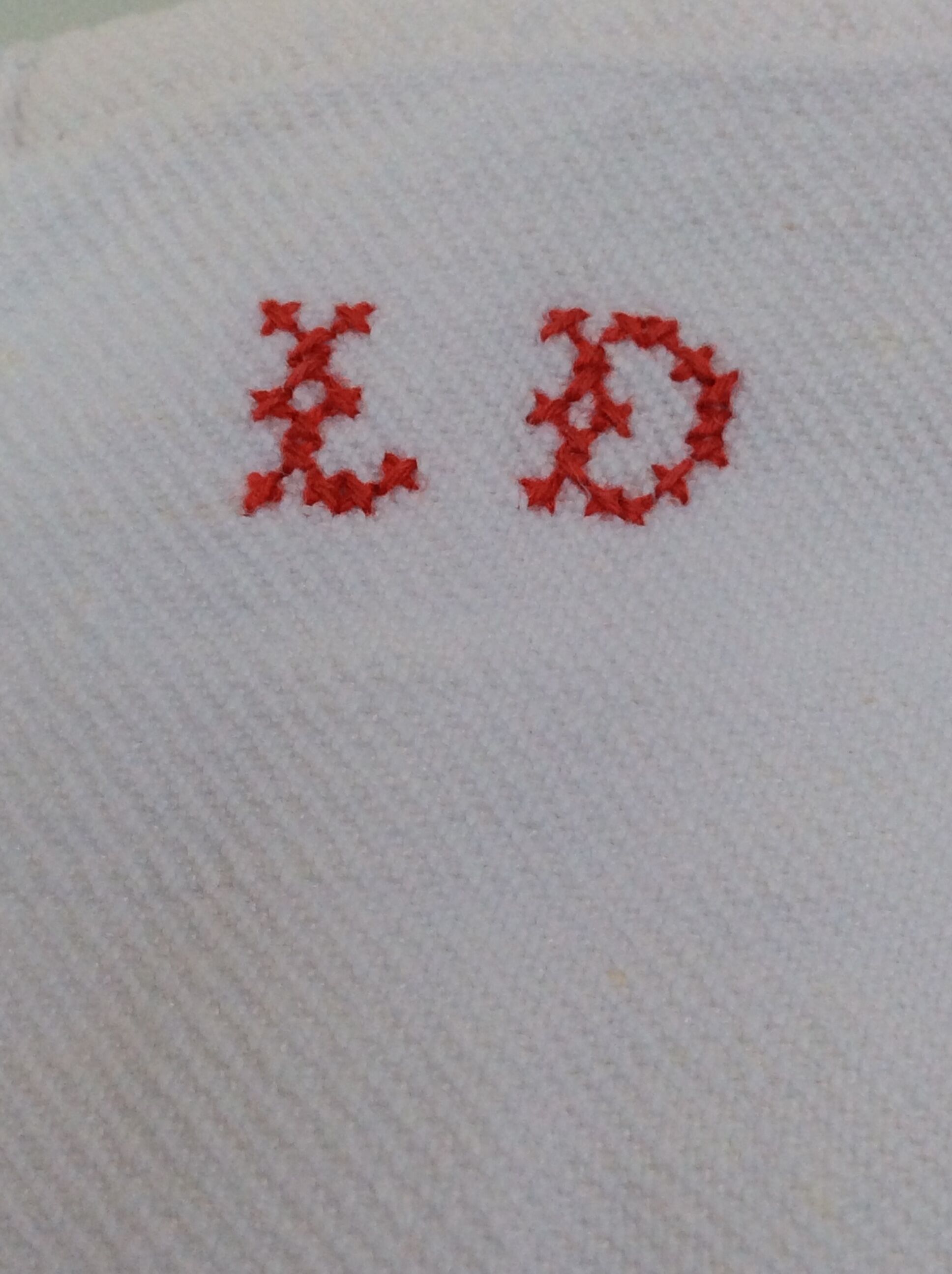 Old tea towel in thick cotton