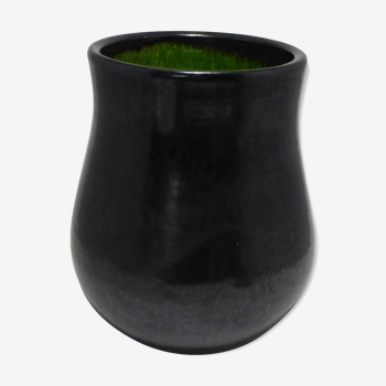 Vase noir lustré Biot 1950