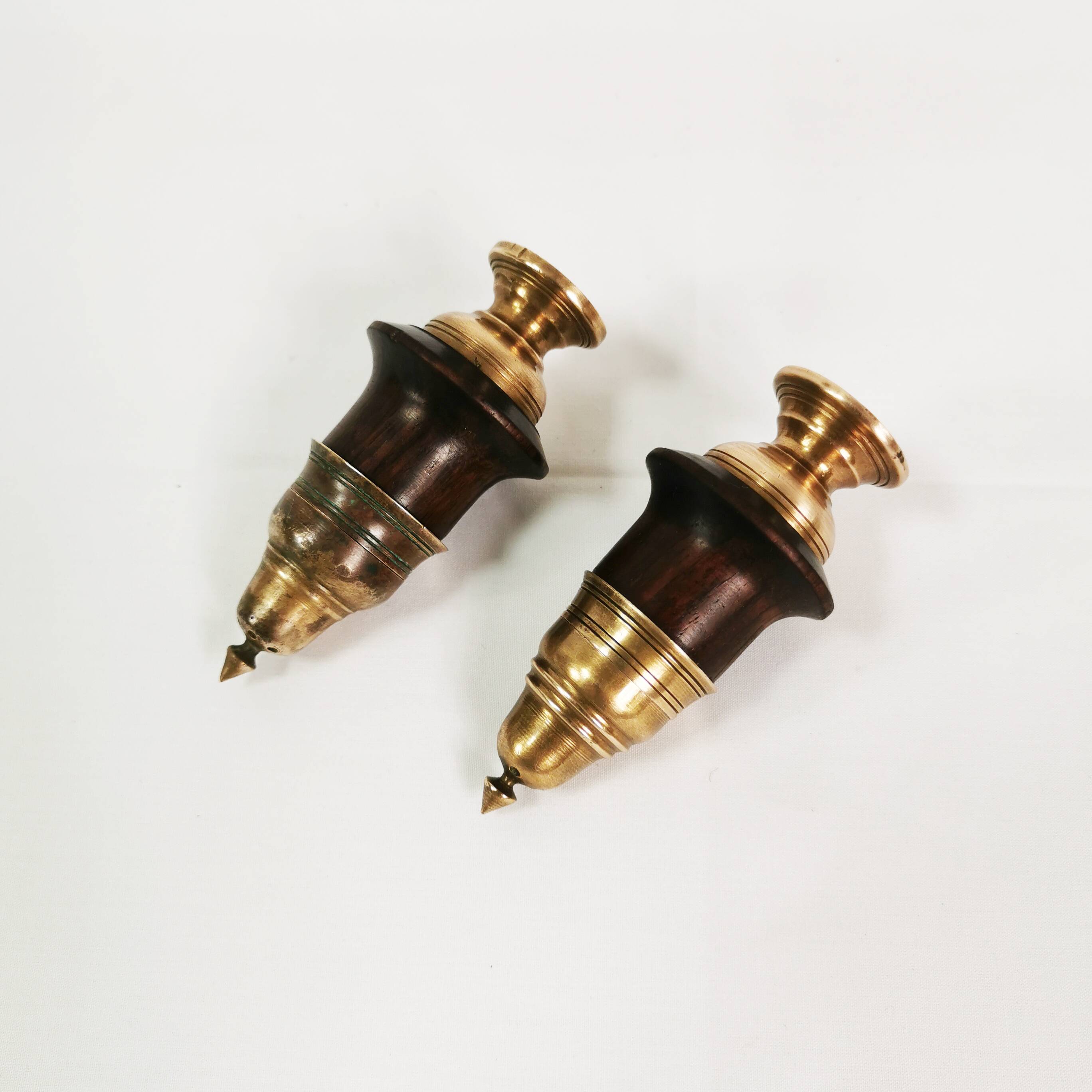 Brass and rosewood spice set, Denmark, 1950s