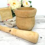 Wooden mortar and pestle