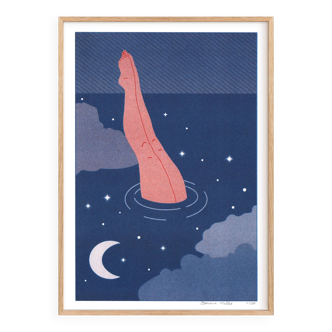 Night Bath, A4 Risograph, Signed Art Print