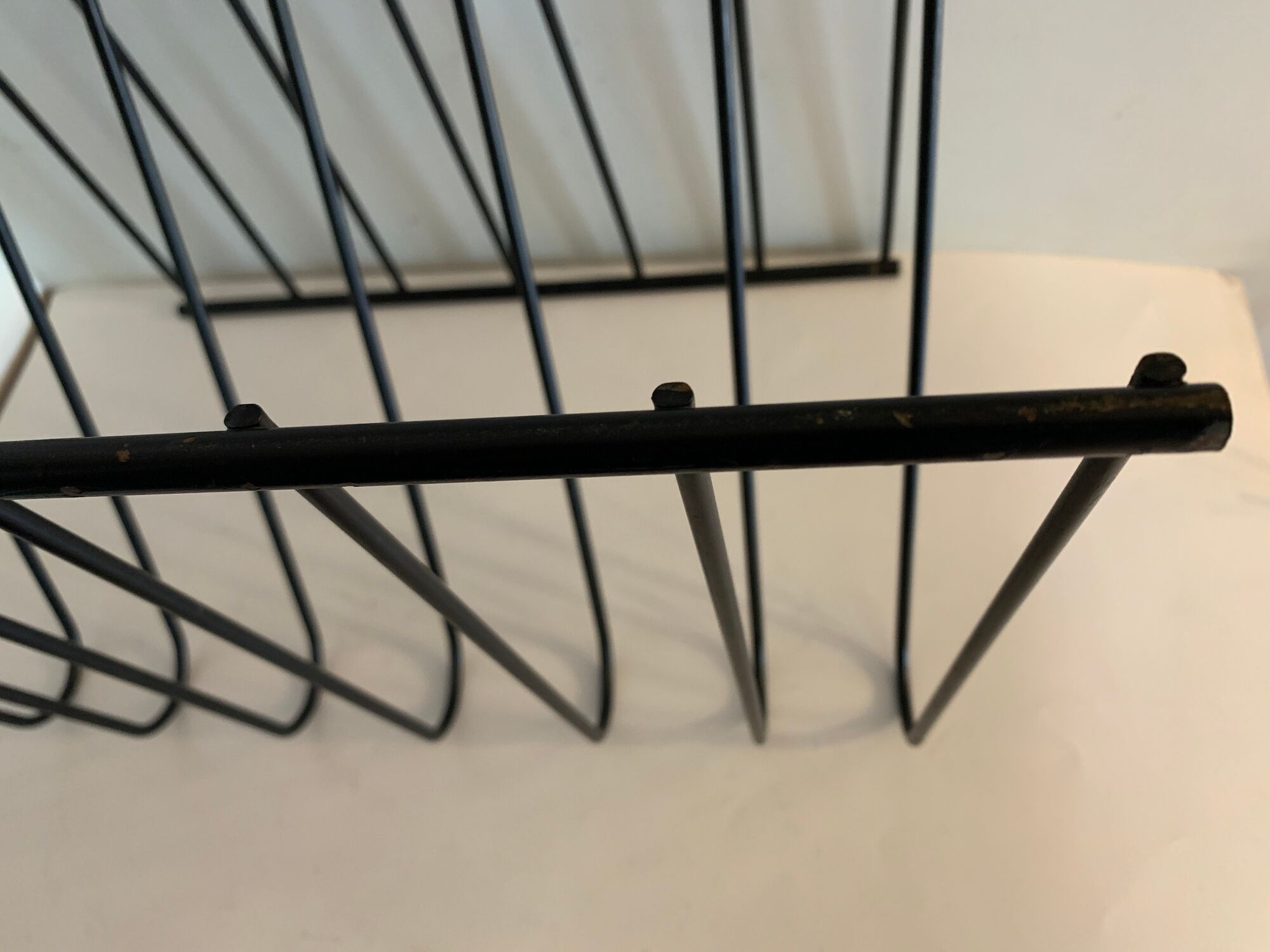 Magazine holder, black metal in Z, 1970