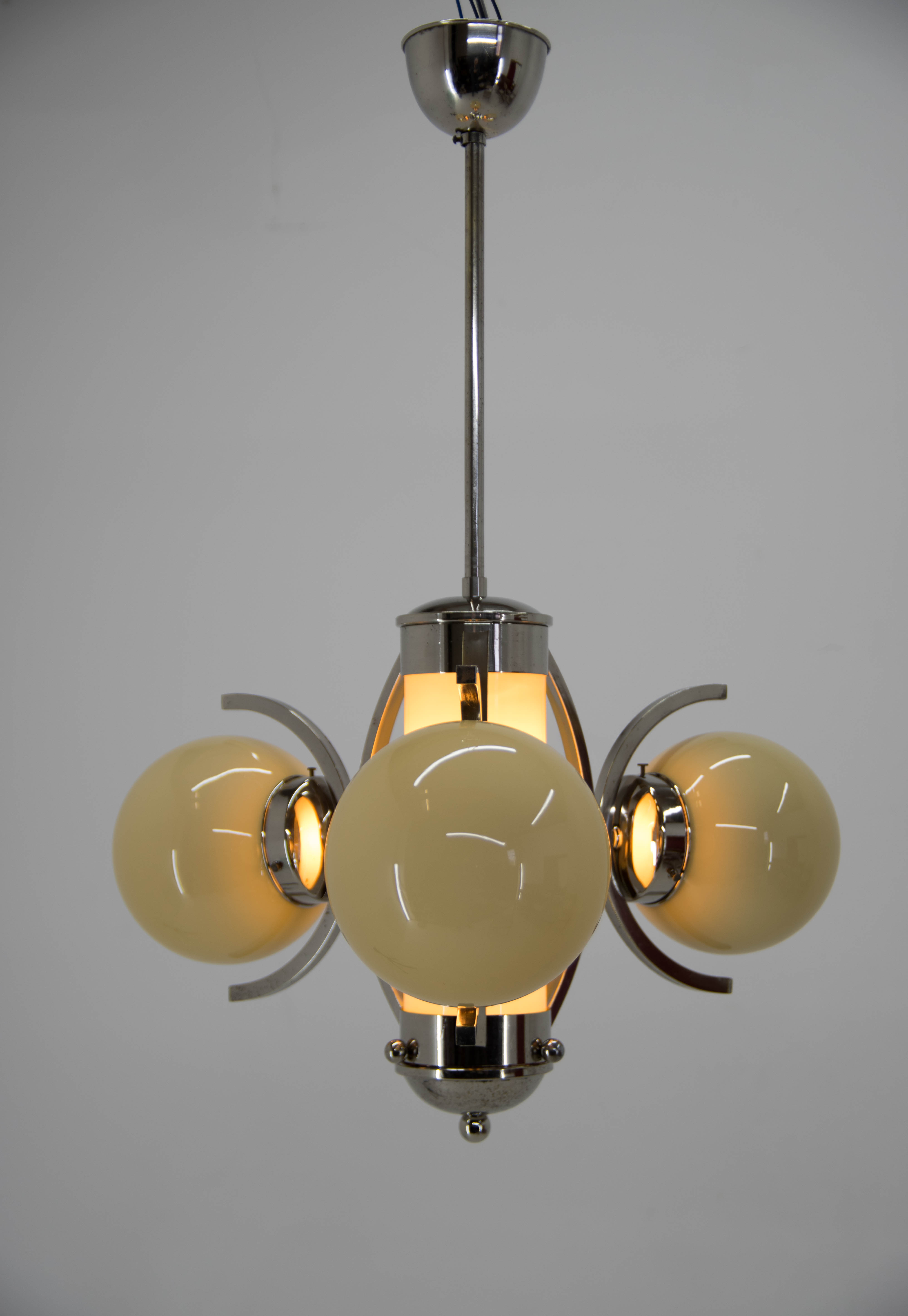 Art deco chandelier, 1930s, restored