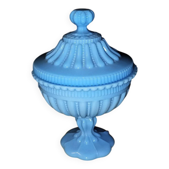 Portieux candy box / candy holder in blue opaline - h: 23 cm.