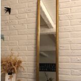 Ancien miroir doré vertical à chaperon