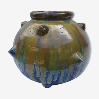 Vase ball vintage glazed earthenware 70s