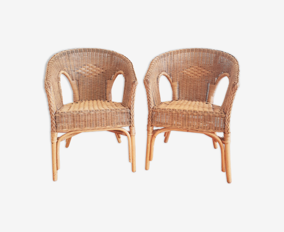 Two rattan armchairs