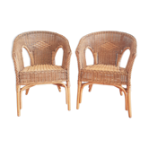 Two rattan armchairs