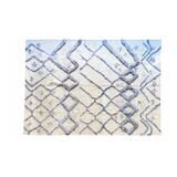 Berber cream carpet with blue patterns