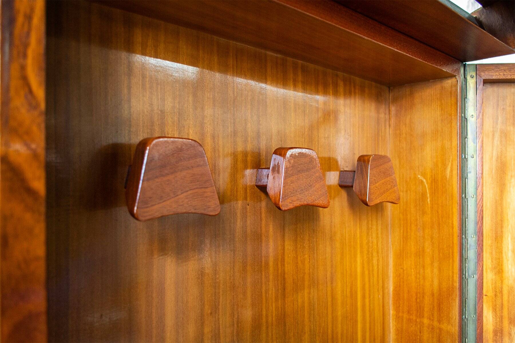 Specchio da ingresso vintage in teak, Italia, anni '50