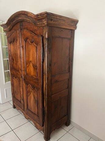 Rustic antique wardrobe in solid wood – 2 doors – Louis XV / Provençal style