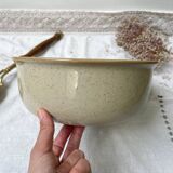 Beige speckled stoneware salad bowl Tulowice Poland 1970