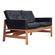1960s, Danish 2-seater sofa in original condition, furniture leather, solid oak wood.