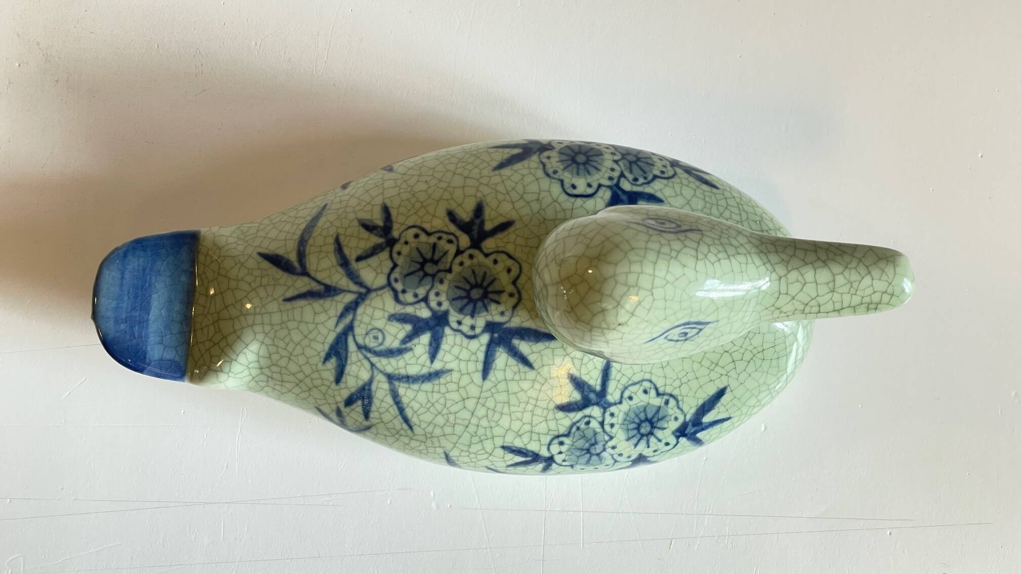Vintage Blue Ceramic Duck