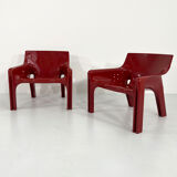 Pair of armchairs vicario bordeaux by Vico Magistretti for Artemide, 1970