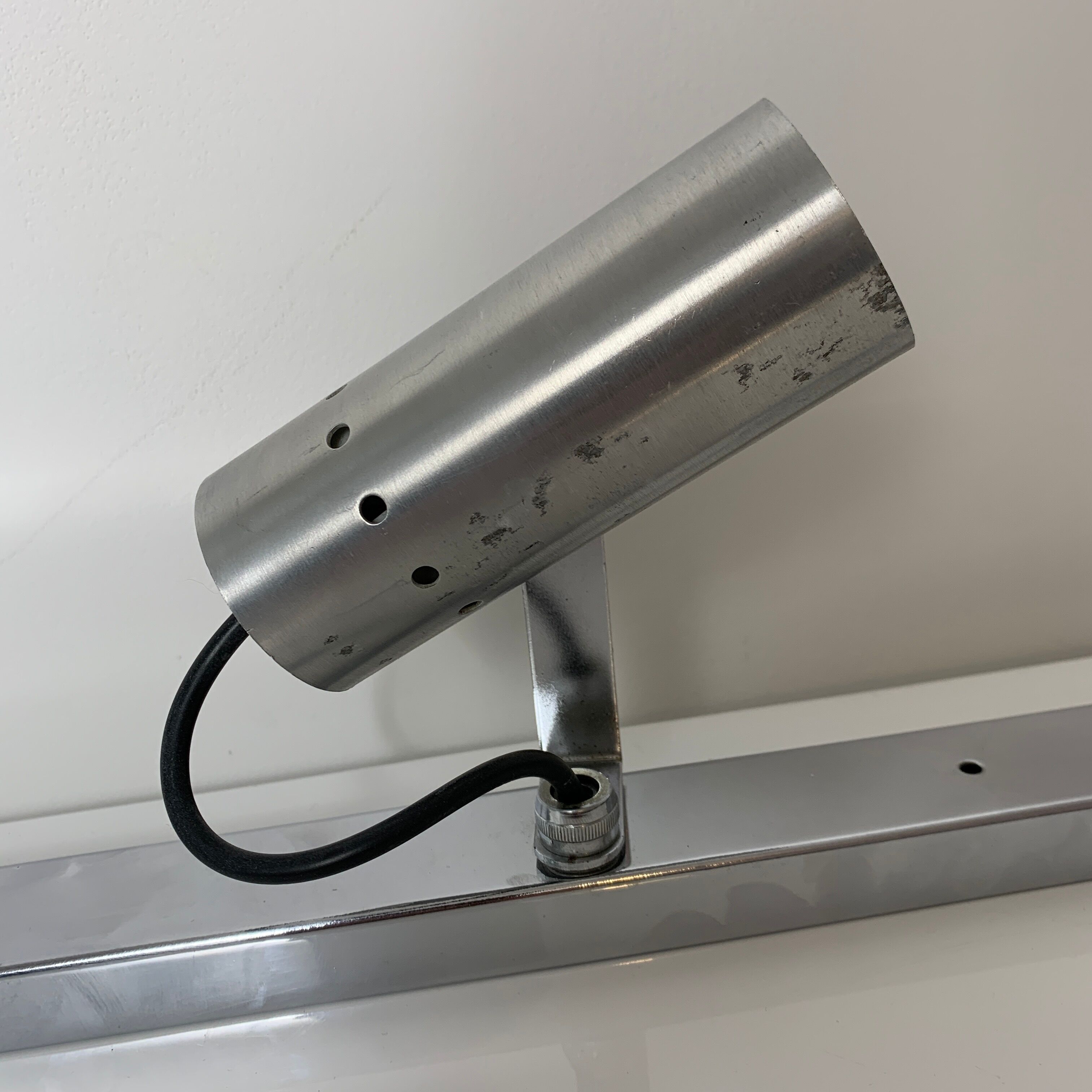 Ramp spot wall lamps chrome metal and brushed aluminum