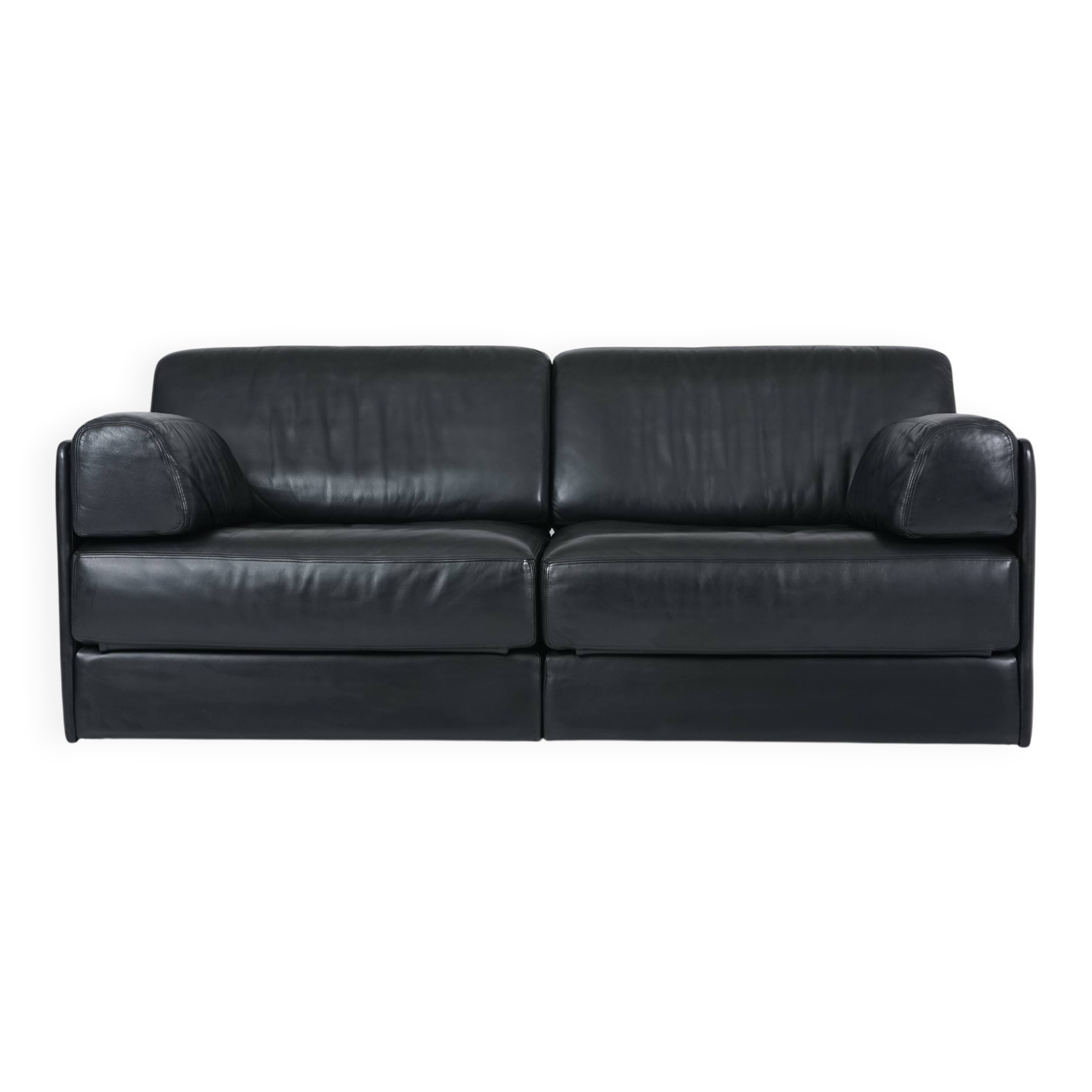 Black leather DS 78 sofa by De Sede