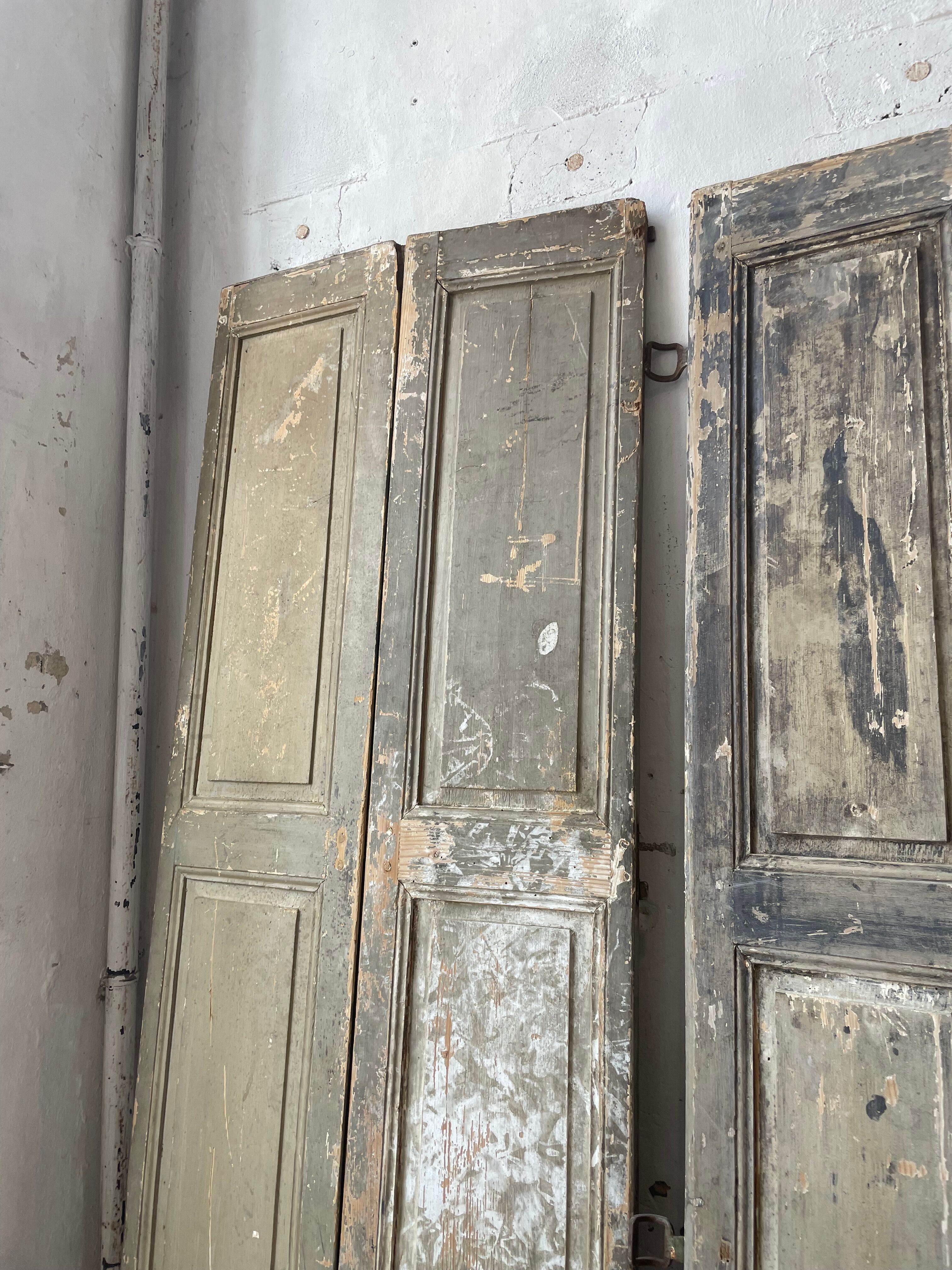 Trio of shutters louvers patina blue gray
