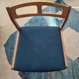 Set of Danish oak dining chairs with petrol blue covers, 1960s