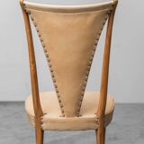 Ensemble de 6 chaises, simili cuir et bois, modernisme vintage années 50