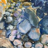 Large Abstractionism Landscape Oil Painting Signed Per Olof Netterblad, 1976