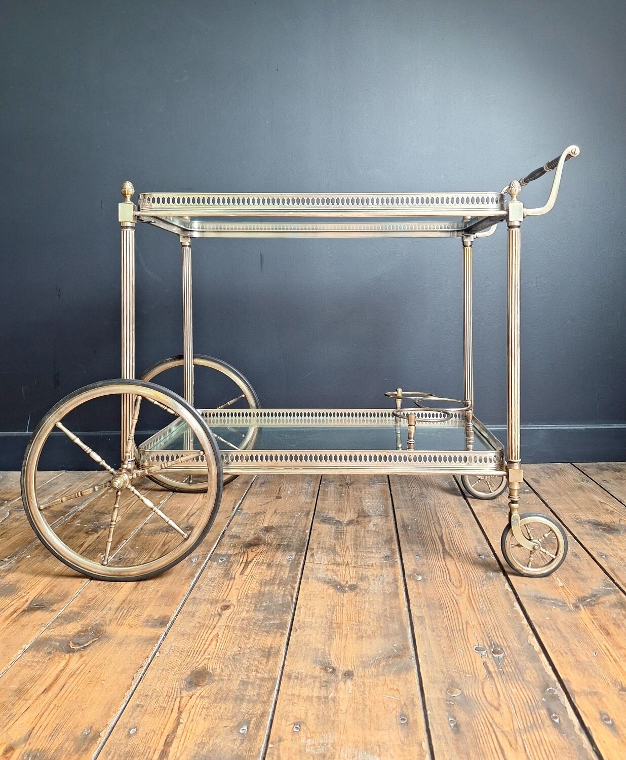 Antique trolley, vintage serving cart, drinks bar furniture.