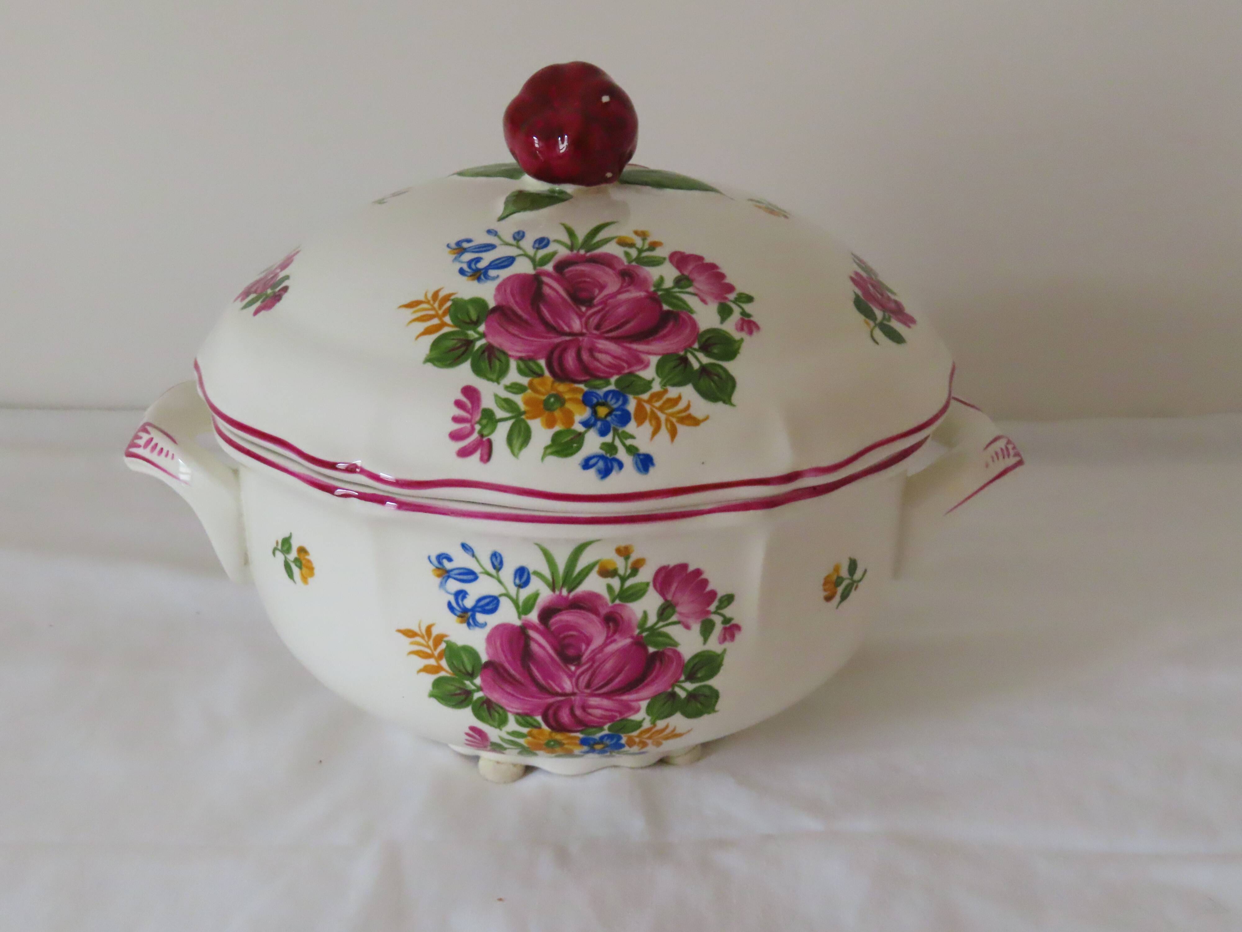 Soupière / légumier, porcelaine de Saint-Amand - Vieux Strasbourg