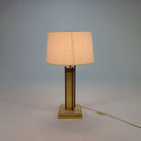 Lampe de table plaquée or et travertin de 24 k kt, années 1970