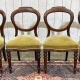Set of 4 Victorian English chairs, 19th century, in mahogany
