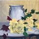 Painting oil on canvas flowers still life vintage 50s