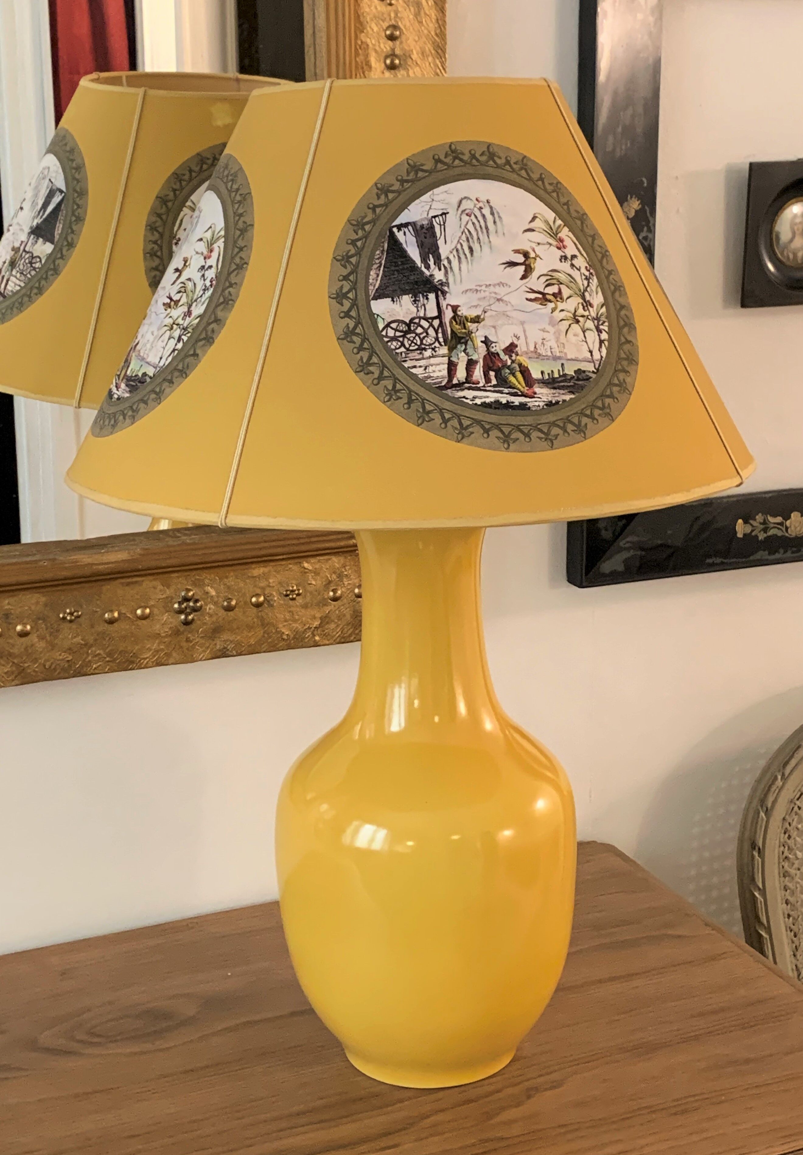Yellow porcelain lamp foot