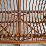 Vintage 1970s rattan bench