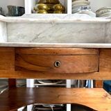 Coiffeuse, meuble de toilette en bois et marbre 80 x 48 cm