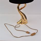 Massive brass lamp in the shape of a swan
