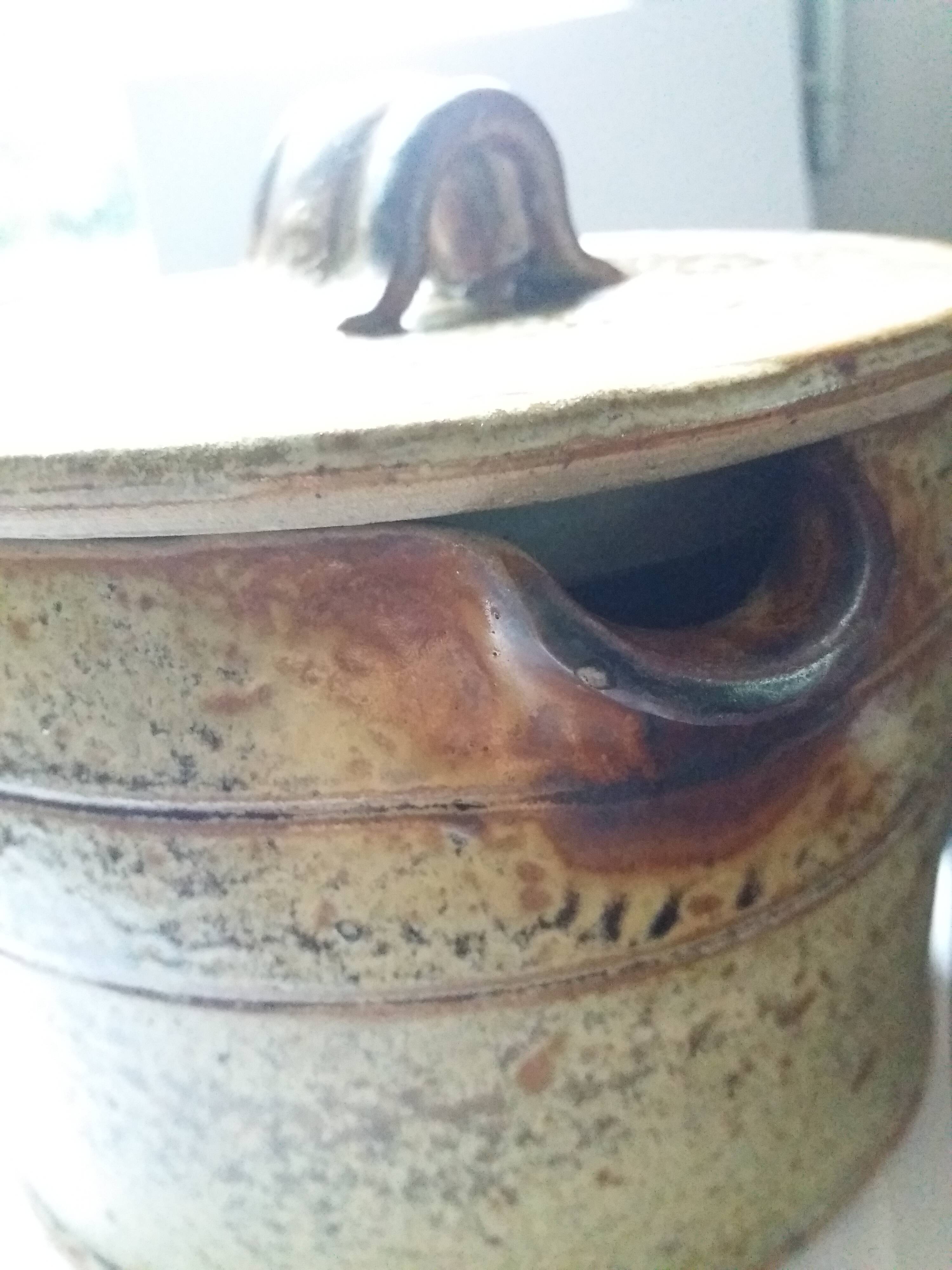 Puisaye stoneware teapot kettle pitcher signed Jean-Pierre Prud'homme