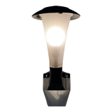 Corner wall lamp in graphite aluminum and Holophane frosted glass