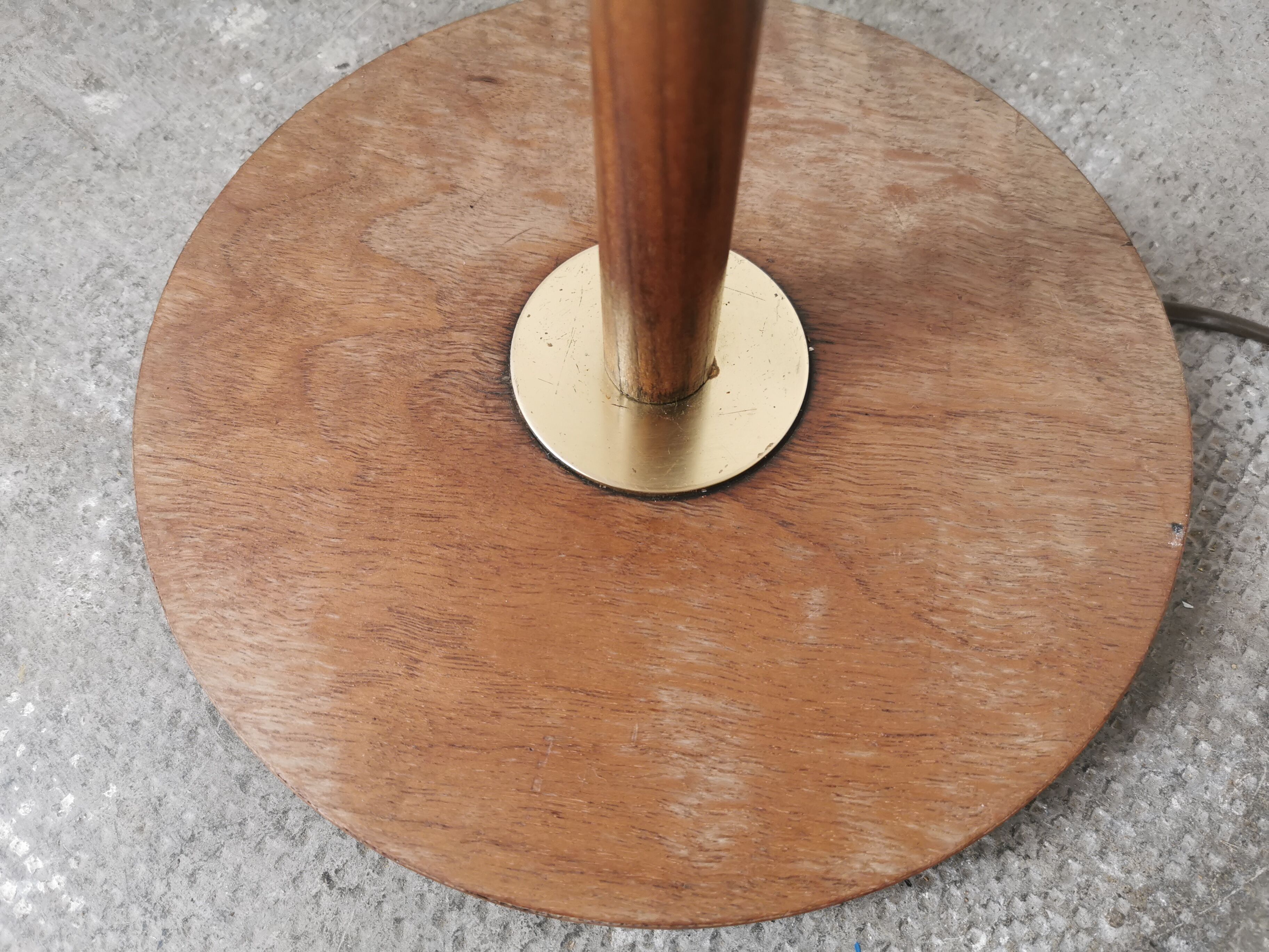 Scandinavian floor lamp 1960, wood and brass